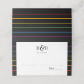 Rainbow Pinstripe Pride Bruiloft Border + Place Ca Plaatskaartje (Buitenkant ongevouwen)