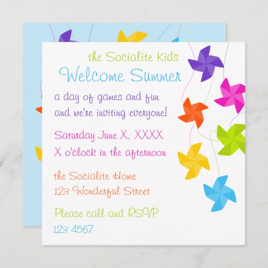 Rainbow Pinwheels hing gewoon uit. Kaart (Voorkant / Achterkant)