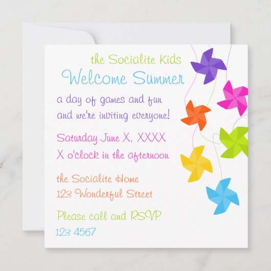 Rainbow Pinwheels hing gewoon uit. Kaart (Voorkant)