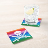 Rainbow Pirate Jolly Roger Kartonnen Onderzetters (Insitu)