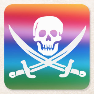 Rainbow Pirate Jolly Roger Kartonnen Onderzetters