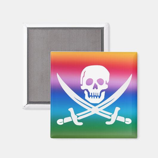 Rainbow Pirate Jolly Roger Magnet (Voorkant / Achterkant)