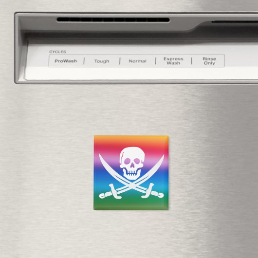 Rainbow Pirate Jolly Roger Magnet (Insitu (Vaatwasser))