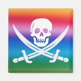 Rainbow Pirate Jolly Roger Magnet