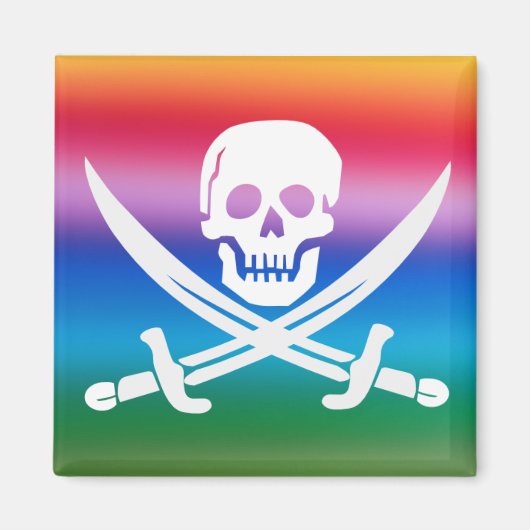 Rainbow Pirate Jolly Roger Magnet (Voorkant)