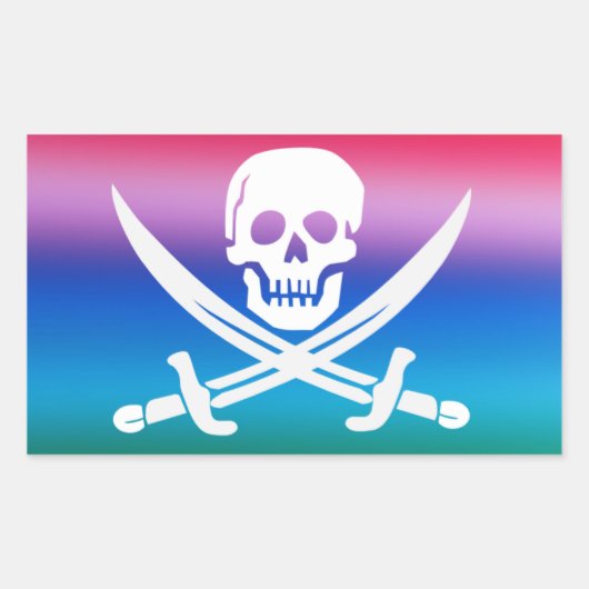 Rainbow Pirate Jolly Roger Sticker (Voorkant)