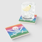 Rainbow Pirate Jolly Roger Stone Onderzetter (Zijkant)