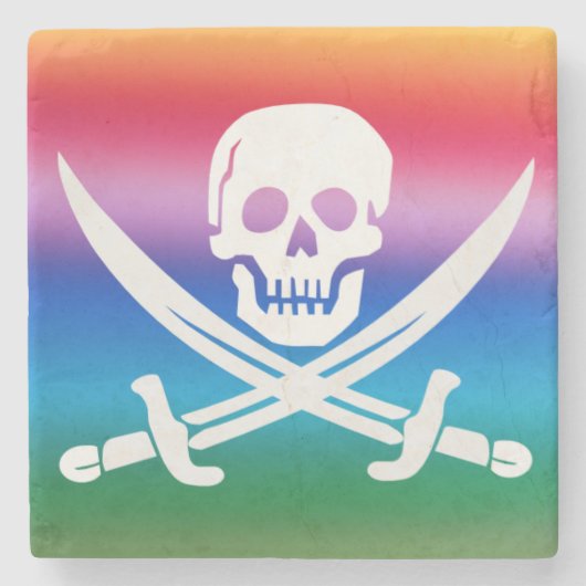 Rainbow Pirate Jolly Roger Stone Onderzetter (Voorkant)