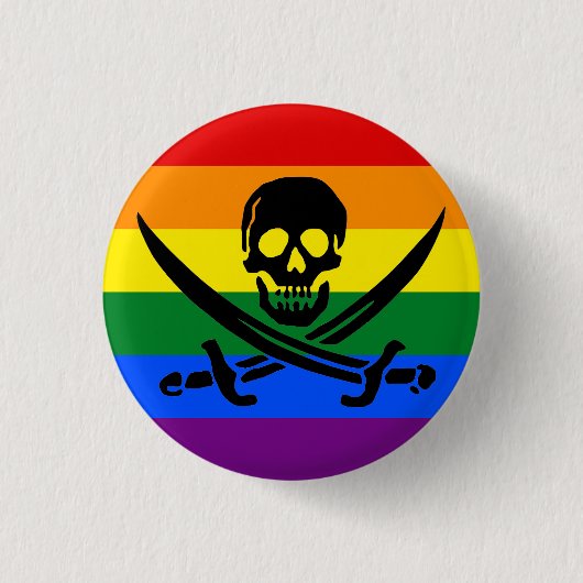 Rainbow Pirate Pride Button (Voorkant)