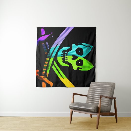 Rainbow Pirate Skull Wandkleed (In Situ (horizontaal))