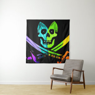 Rainbow Pirate Skull Wandkleed