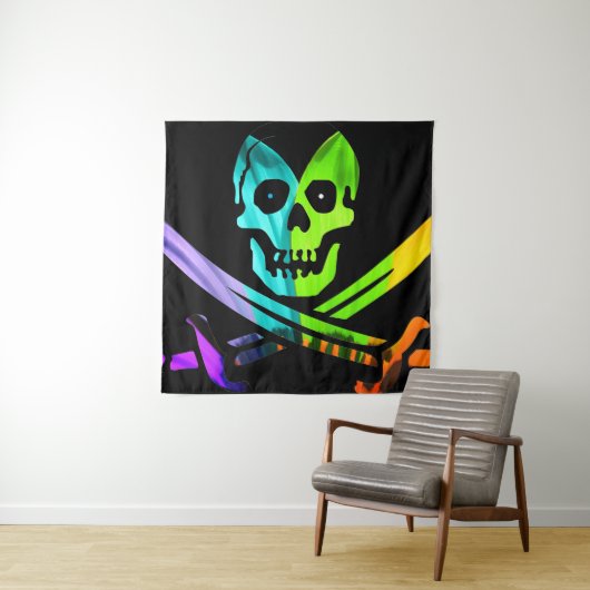 Rainbow Pirate Skull Wandkleed (In situ)