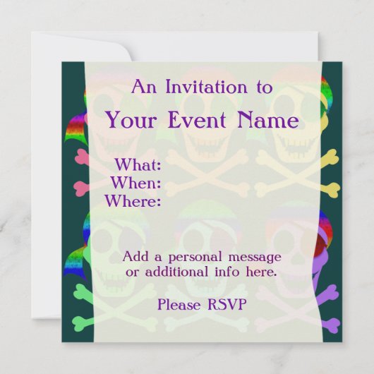 Rainbow Pirate Skulls-uitvindingen Kaart (Achterkant)