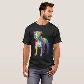 Rainbow Pit Bull Art – Levendig Artistiek Hondenli T-shirt (Voorkant volledig)