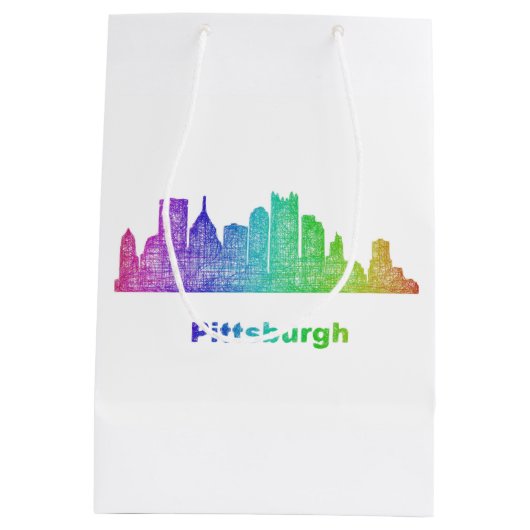 Rainbow Pittsburgh skyline Medium Cadeauzakje (Achterkant)