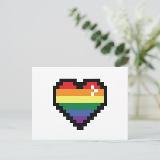 Rainbow Pixel Heart Briefkaart (Staand voorkant)