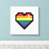 Rainbow Pixel Heart Canvas Afdruk (Insitu (Houten vloer))