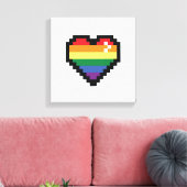 Rainbow Pixel Heart Canvas Afdruk (Insitu (Woonkamer))