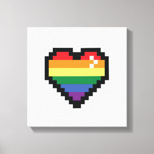 Rainbow Pixel Heart Canvas Afdruk