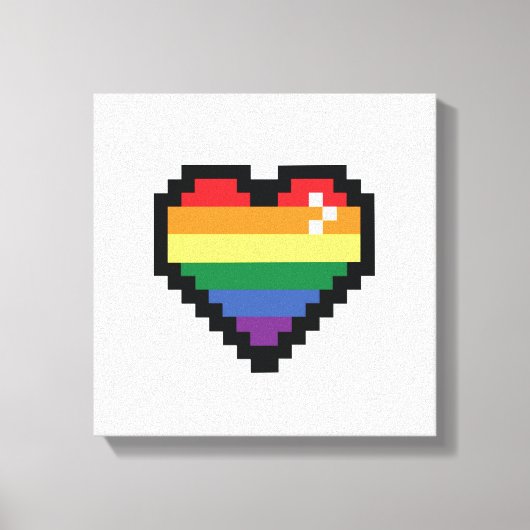 Rainbow Pixel Heart Canvas Afdruk (Voorkant)