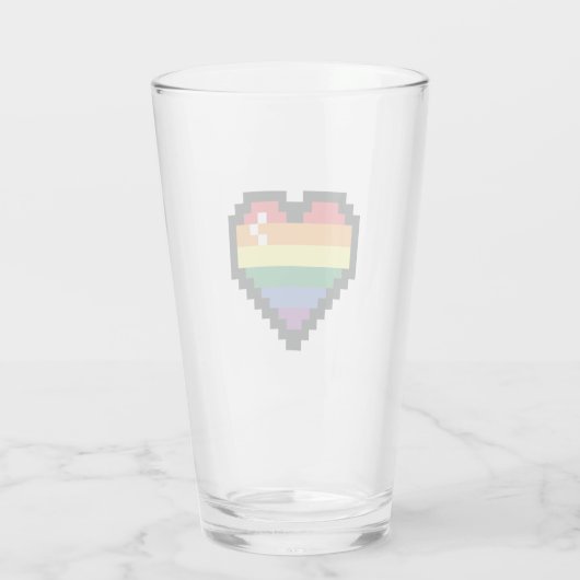 Rainbow Pixel Heart Glas (Achterkant)