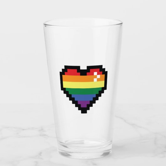 Rainbow Pixel Heart Glas (Voorkant)