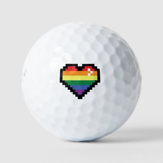 Rainbow Pixel Heart Golfballen (Voorkant)