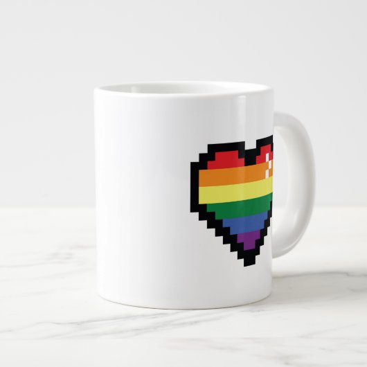 Rainbow Pixel Heart Grote Koffiekop (Voorkant rechts)