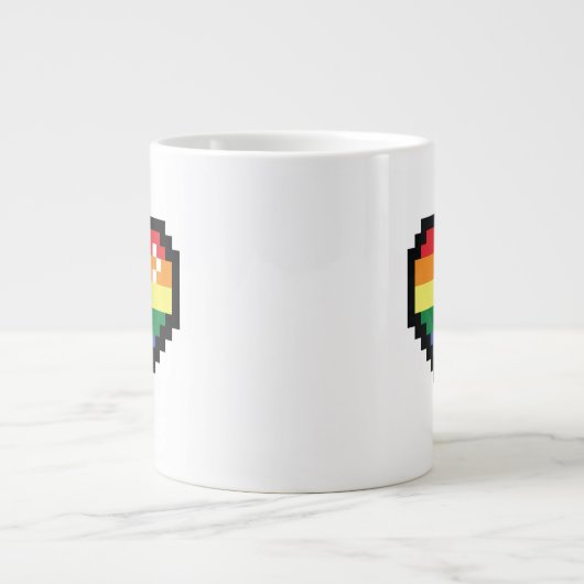 Rainbow Pixel Heart Grote Koffiekop (Voorkant)