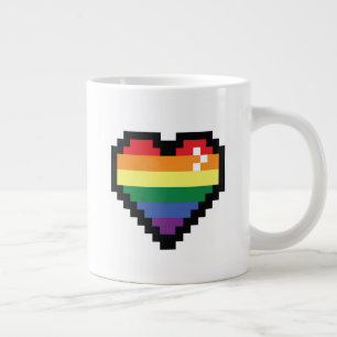 Rainbow Pixel Heart Grote Koffiekop