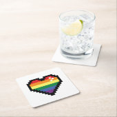 Rainbow Pixel Heart Kartonnen Onderzetters (Insitu)