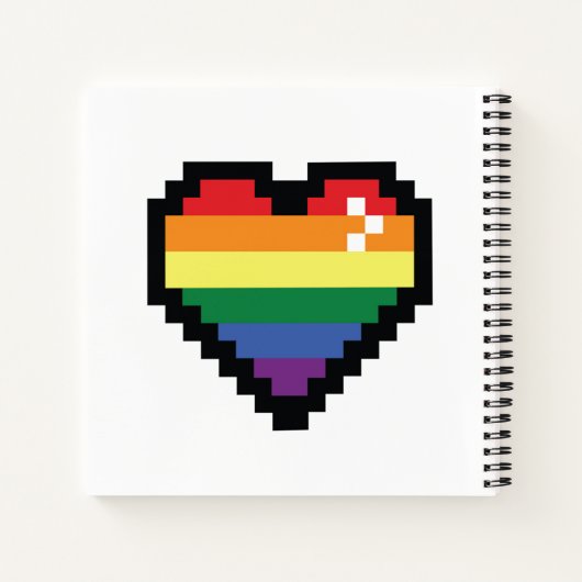 Rainbow Pixel Heart Notitieboek (Achterkant)