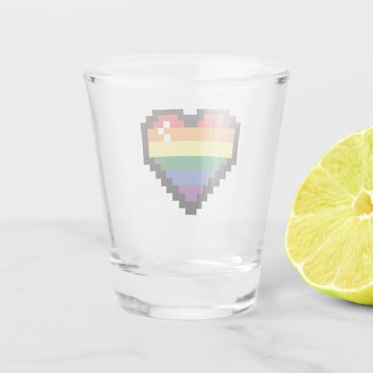 Rainbow Pixel Heart Shot Glas (Achterkant)