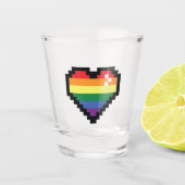 Rainbow Pixel Heart Shot Glas (Voorkant)