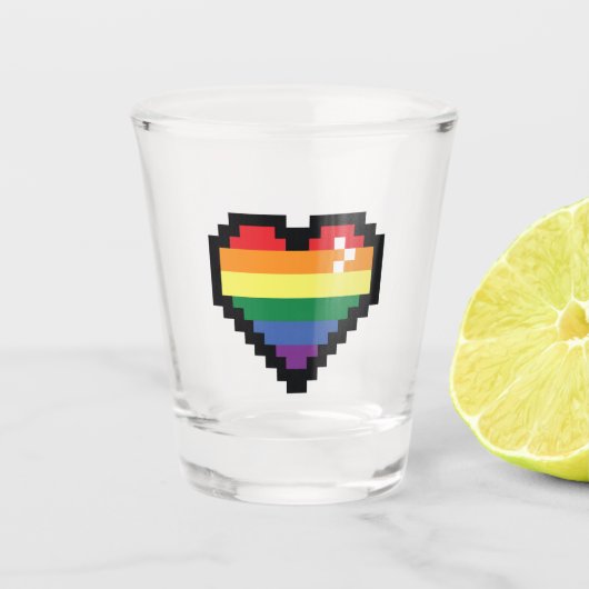 Rainbow Pixel Heart Shot Glas (Voorkant)