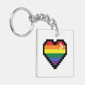 Rainbow Pixel Heart Sleutelhanger (Voorkant Links)
