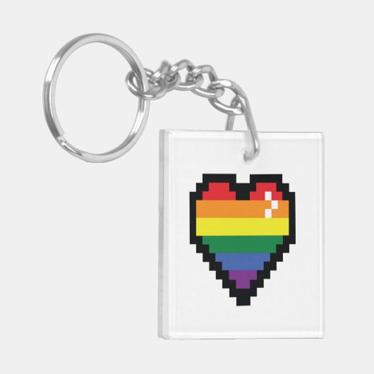 Rainbow Pixel Heart Sleutelhanger (Voorkant Links)