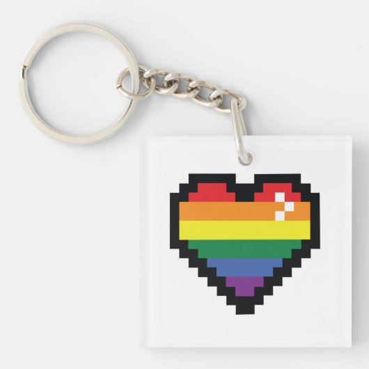 Rainbow Pixel Heart Sleutelhanger (Voorkant)