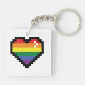 Rainbow Pixel Heart Sleutelhanger (Achterkant)