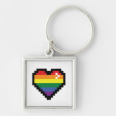 Rainbow Pixel Heart Sleutelhanger (Voorkant)