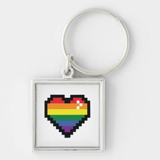 Rainbow Pixel Heart Sleutelhanger (Voorkant)