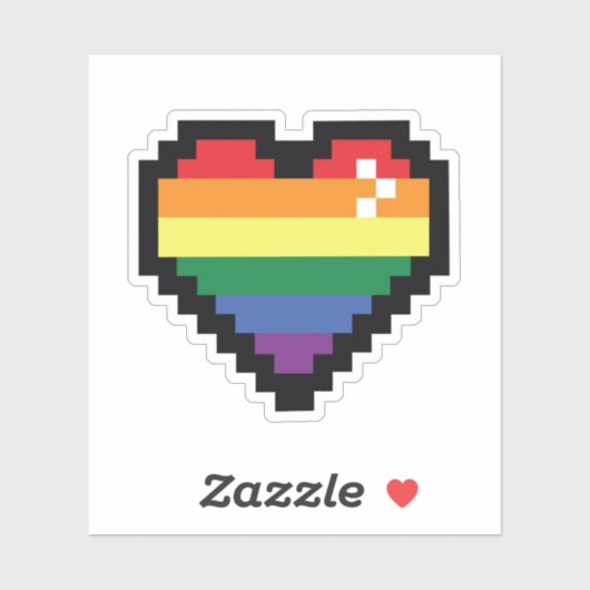 Rainbow Pixel Heart Sticker (Vel)