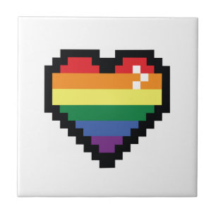 Rainbow Pixel Heart Tegeltje