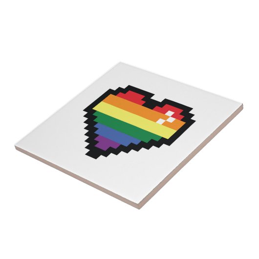 Rainbow Pixel Heart Tegeltje (Zijkant)