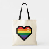 Rainbow Pixel Heart Tote Bag (Achterkant)