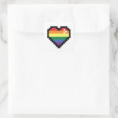Rainbow Pixel Heart Vierkante Sticker (Tas)