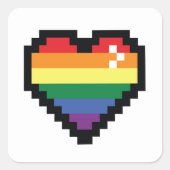 Rainbow Pixel Heart Vierkante Sticker (Voorkant)