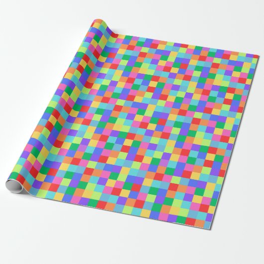 Rainbow Pixel Kleurrijke Heldere Gift Wrap Cadeaupapier (Uitgerold)