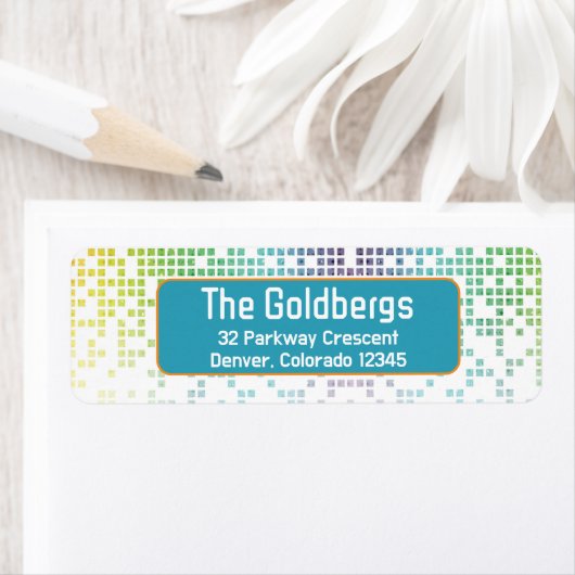 Rainbow Pixel Videogame Gamer Bar Mitswa Adres Etiket (Insitu)