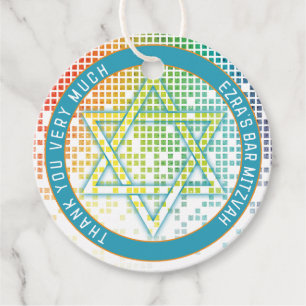 Rainbow Pixel Videogame Gamer Bar Mitzvah Bedankjes Labels